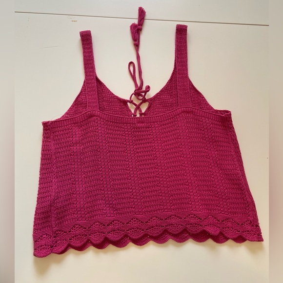 Crochet Pink Crop Tank - Picture 6 of 7